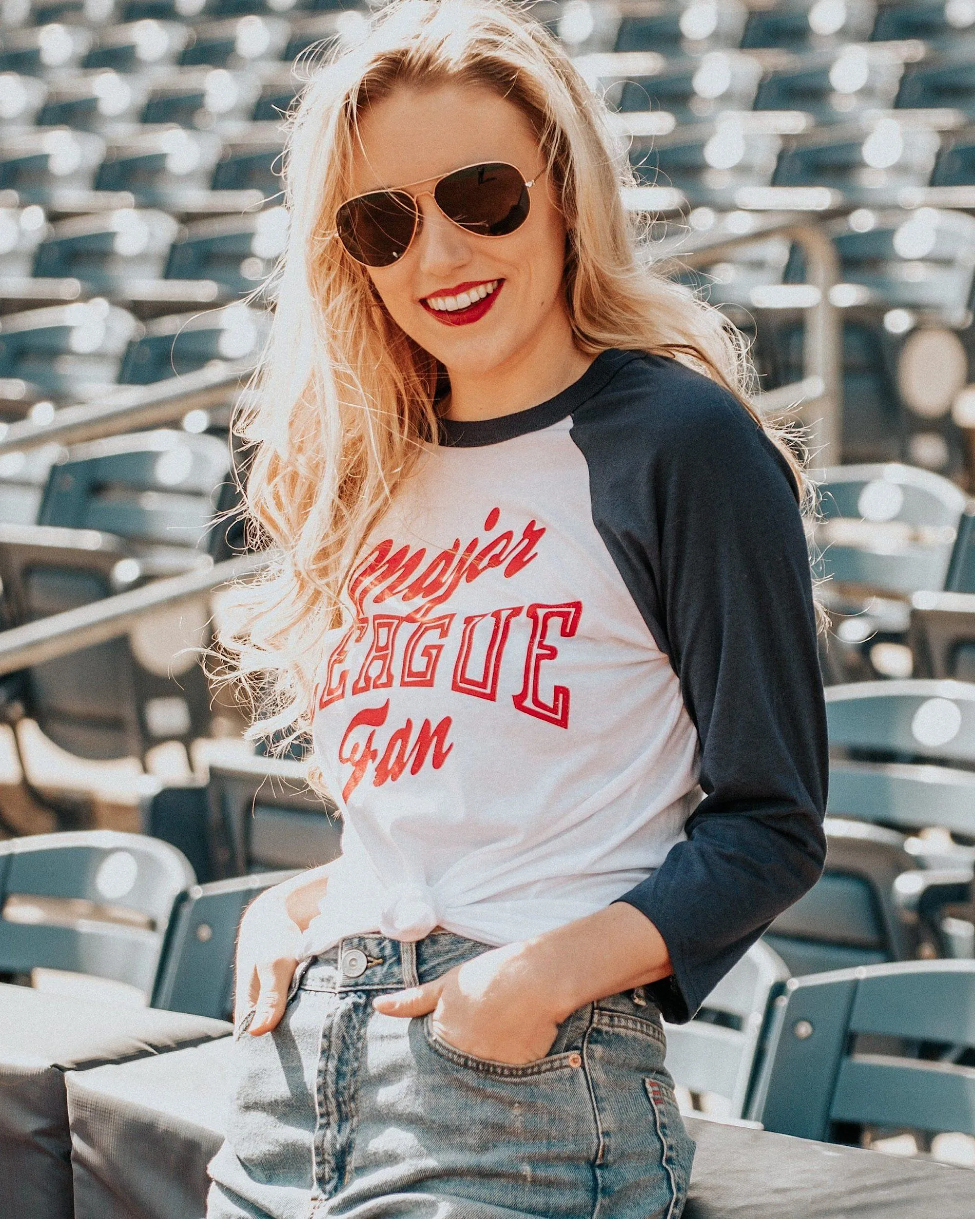 Major League Fan Navy Baseball Sleeve Tee (FINAL SALE)