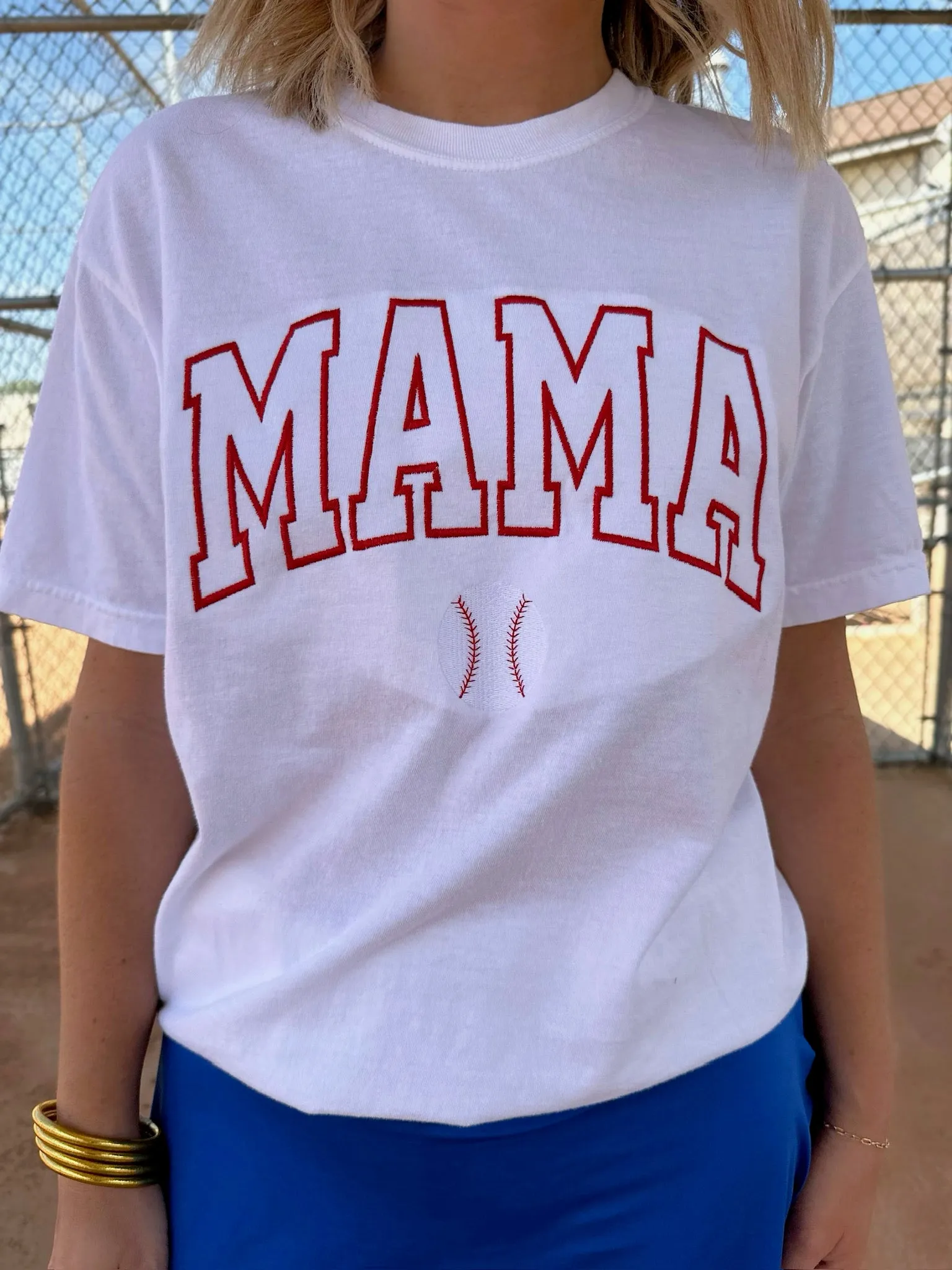 MAMA Baseball Tee- Red and White