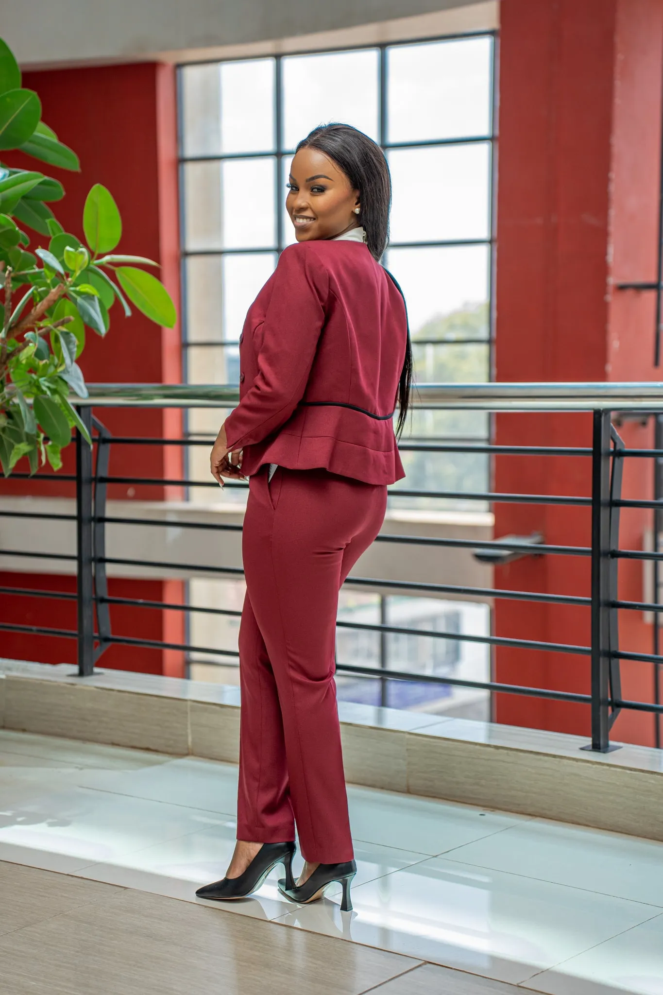 Maroon tahari trouser suit