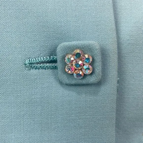 Moschino Bluew Beaded Buttons Belt Jacket