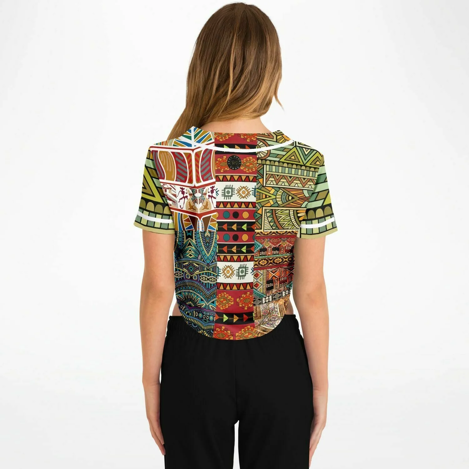 Mother Lode African Print Cropped Button Front Jersey