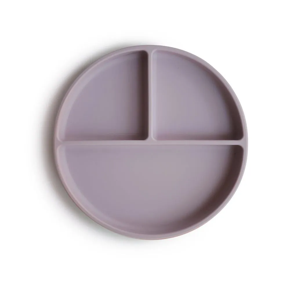 Mushie Silicone Divided Suction Plate - Soft Lilac