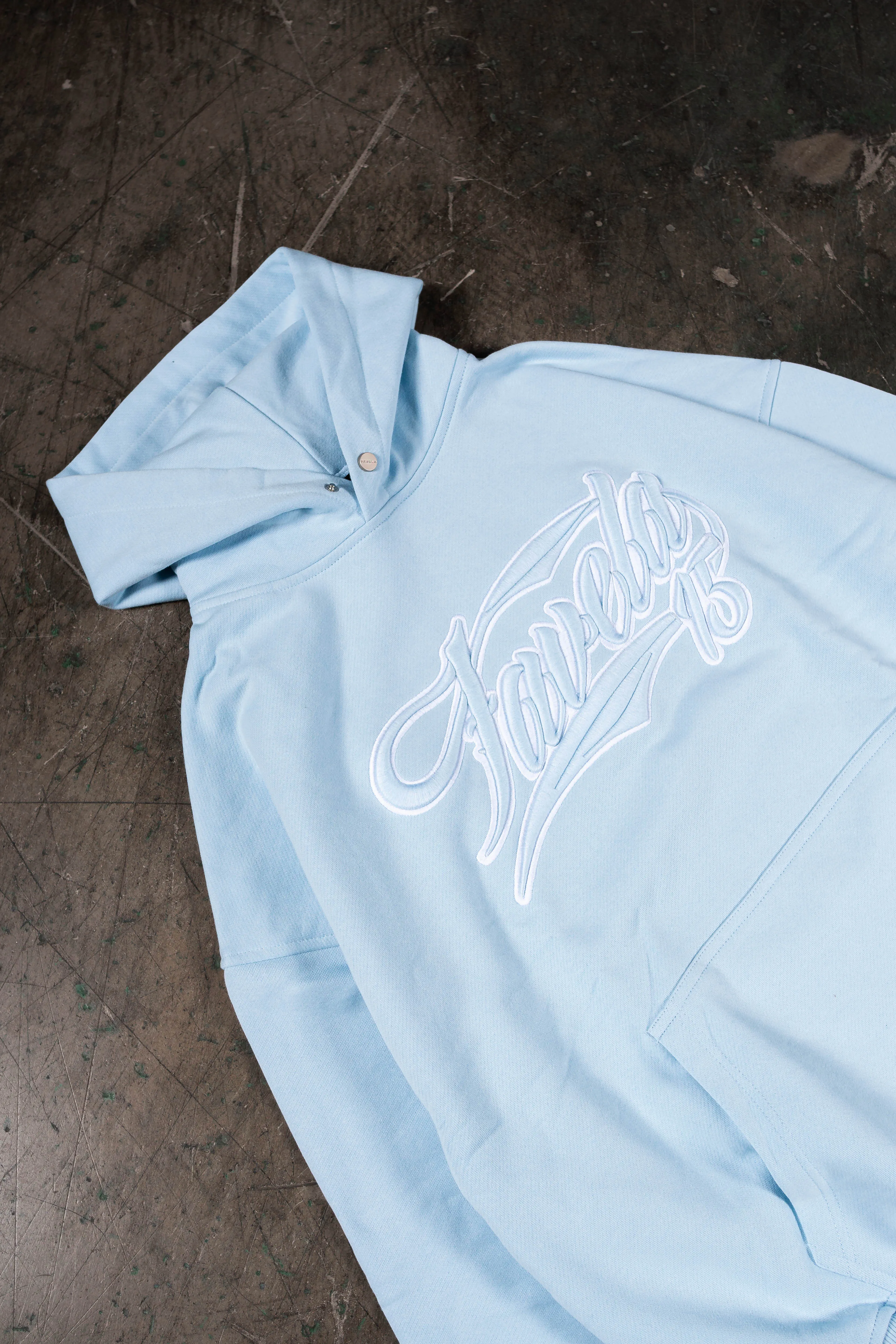 NEW 3D COLLEGE BABYBLUE SNAP BUTTON HOODIE