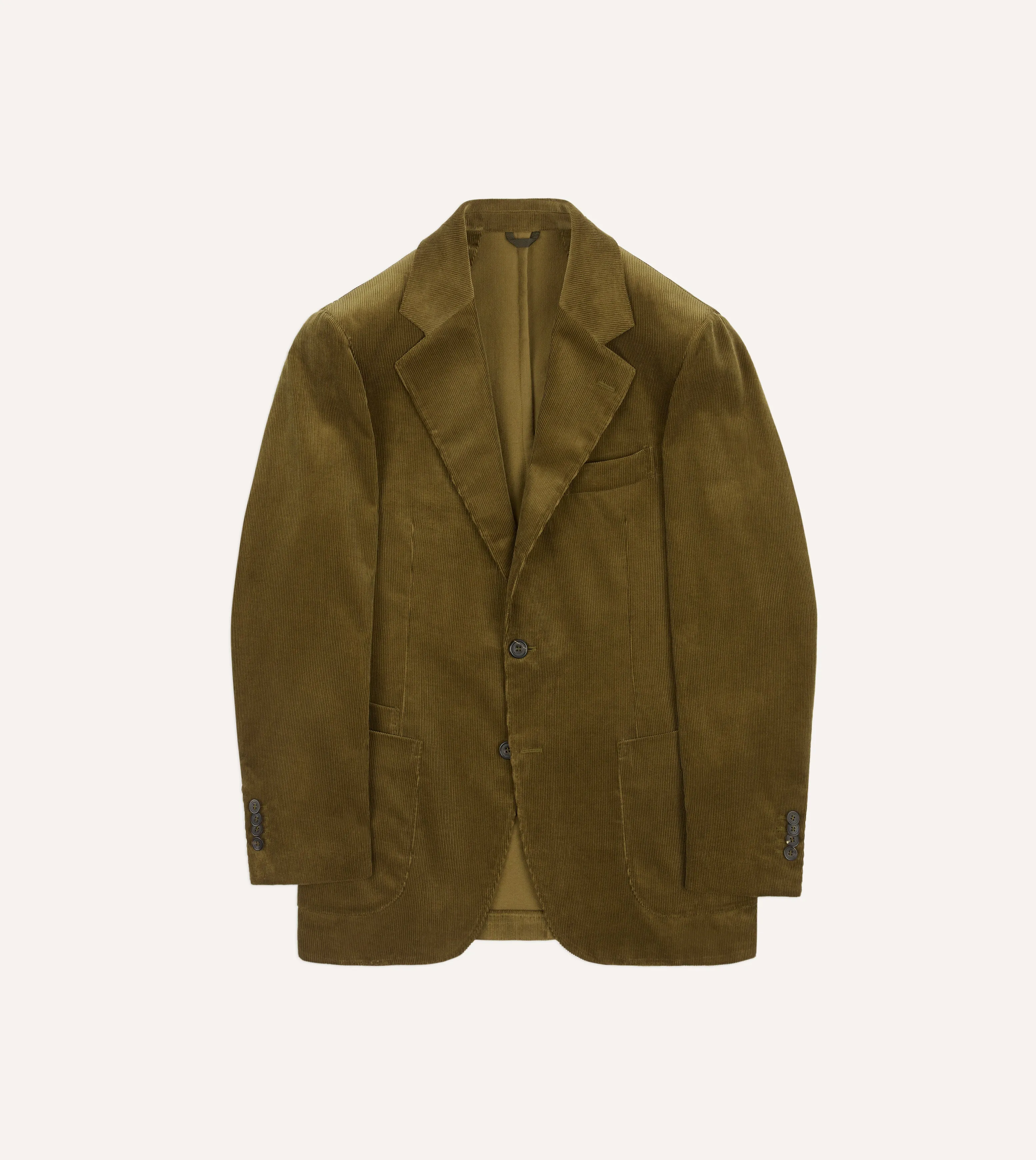 Olive Green Mid-Wale Cotton Corduroy TailoredJacket