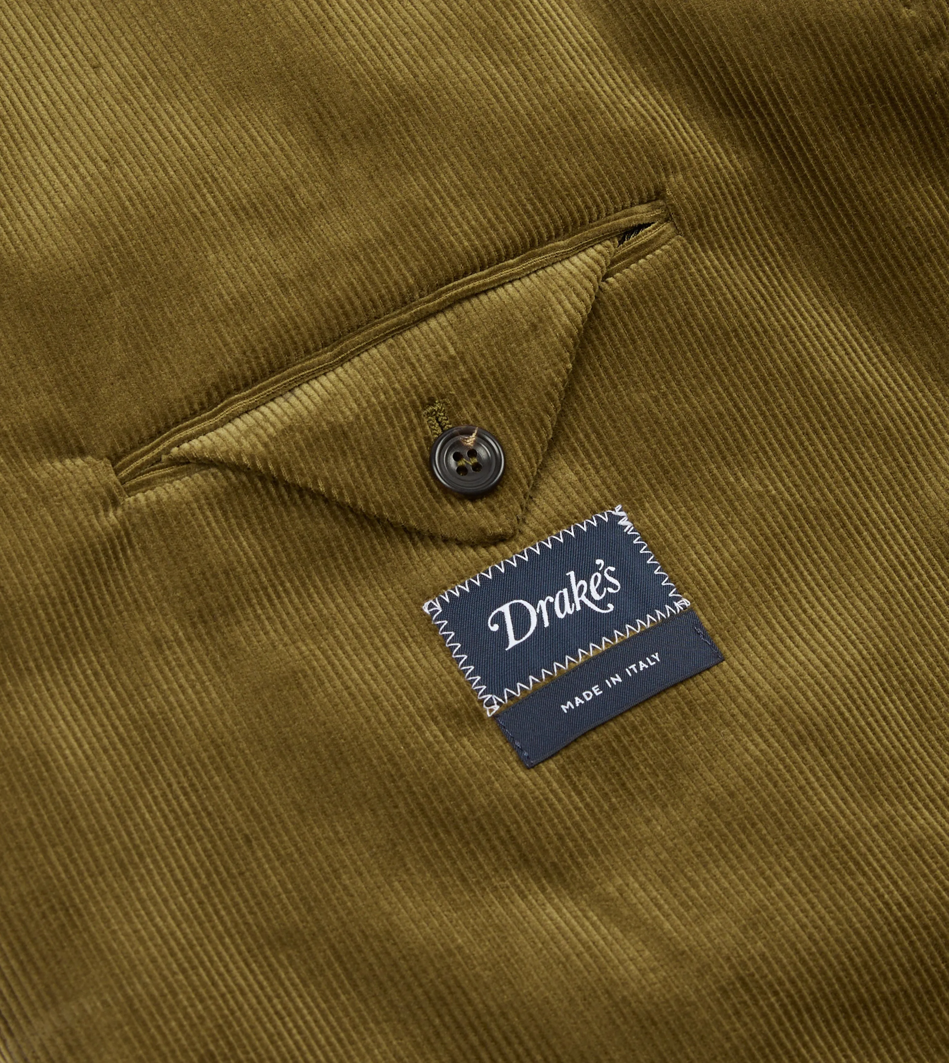 Olive Green Mid-Wale Cotton Corduroy TailoredJacket