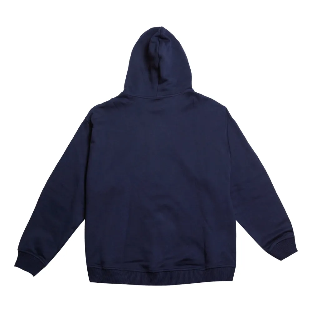 Optimized Mens Navy Hoodie with Open Dialogue Small Logo - Casual & Comfortable