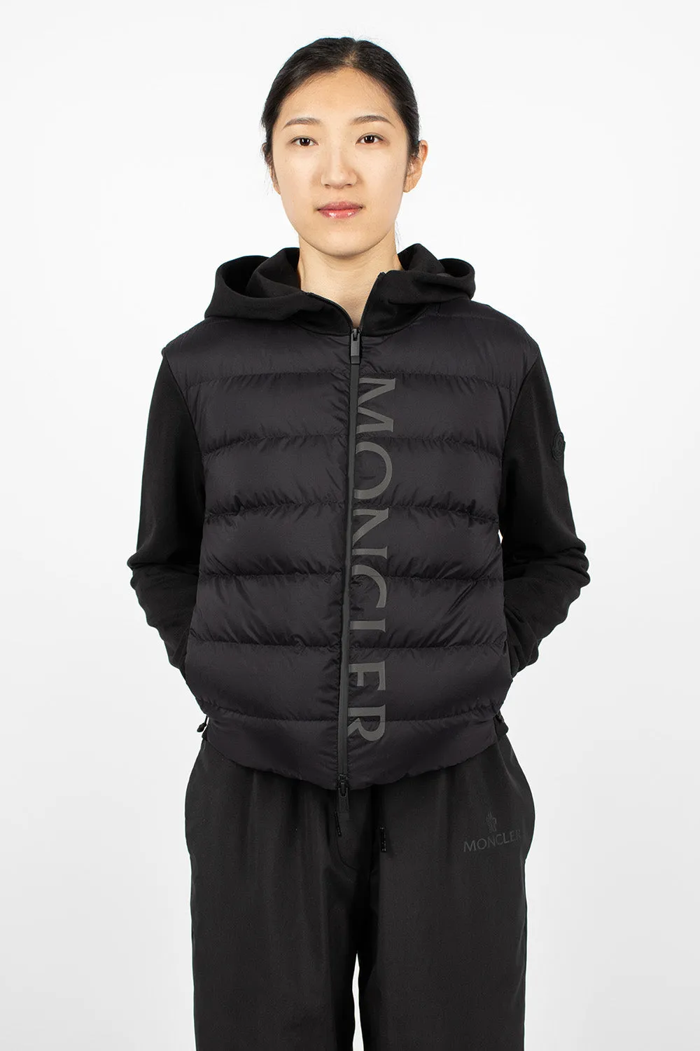 Padded Zip-Up Hoodie Black