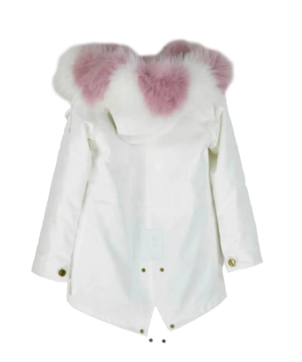 Parka Jacket White & Pink