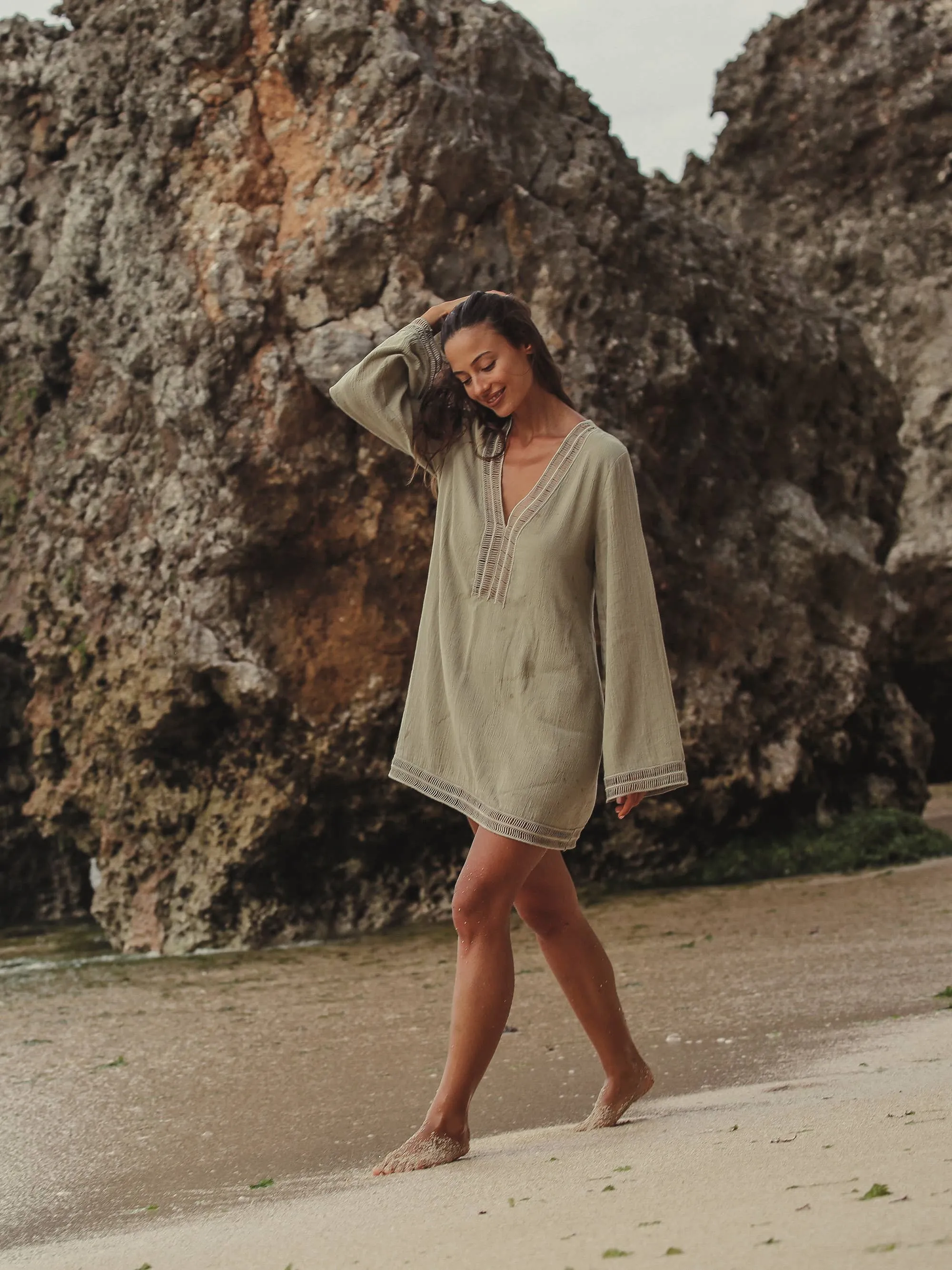 Positano Dress - Khaki Green: Khaki Green