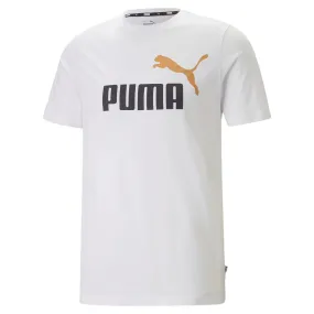 Puma men's short sleeve t-shirt ESS  2 large logo print 586759-58 white-blue