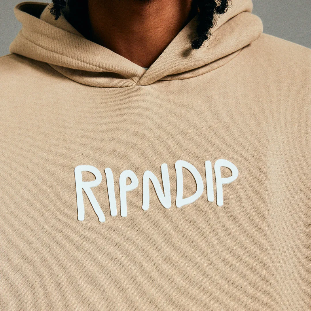 RIPNDIP RIPNDIP RUBBER LOGO HOODIE-SAND