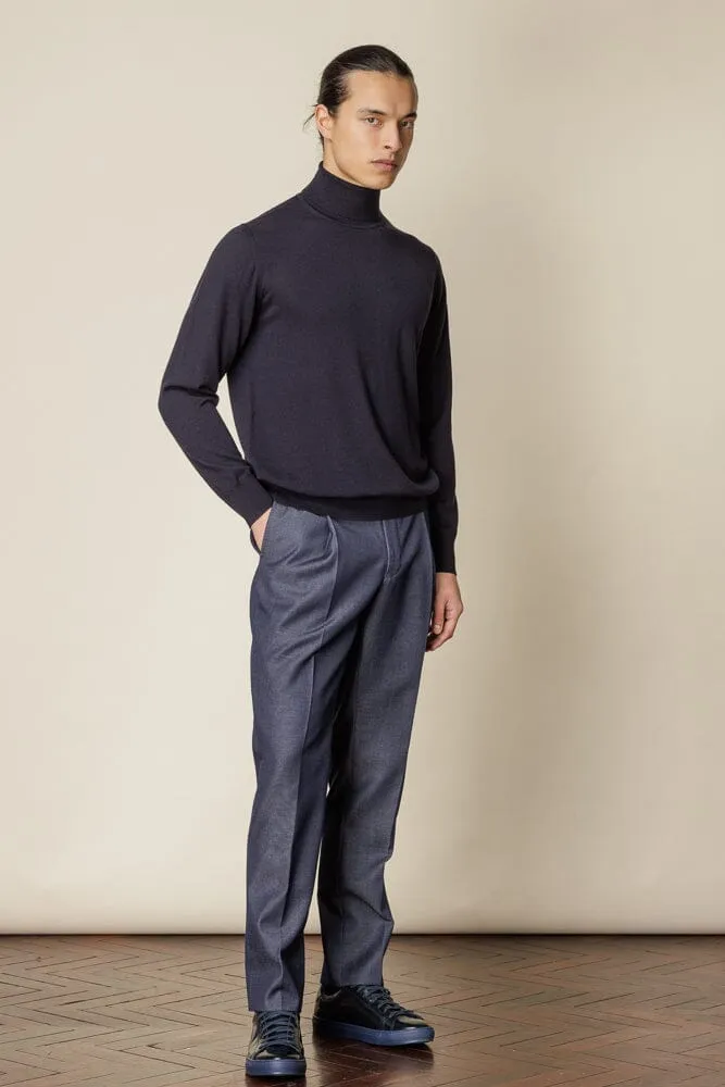 Roll Neck Merino Wool - Navy