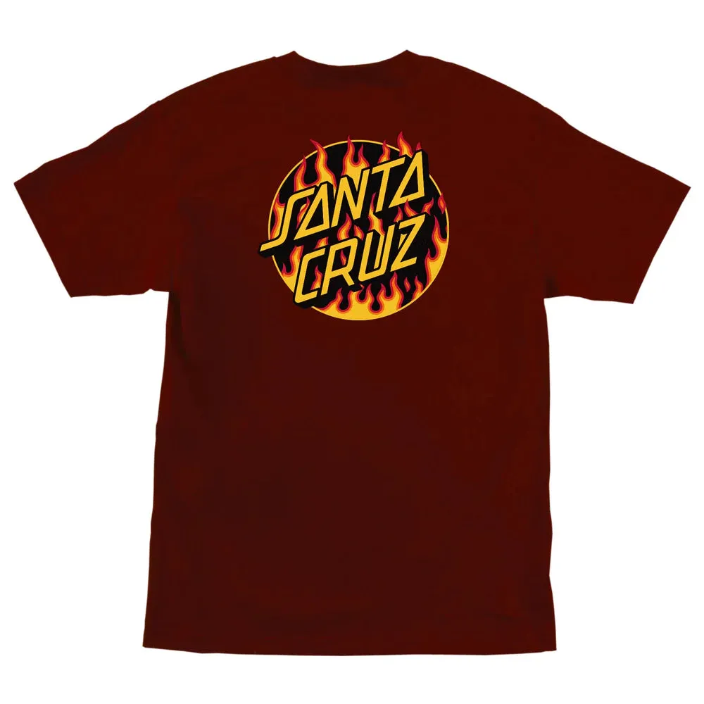 T-SHIRT SANTA CRUZ X THRASHER FLAME DOT SS BURGUNDY