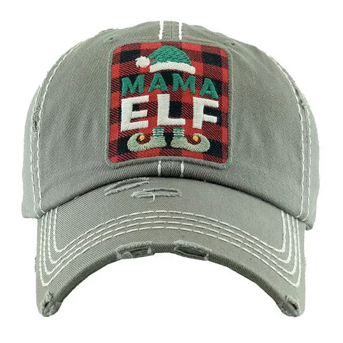 Tartan Check MAMA ELF Vintage Baseball Cap