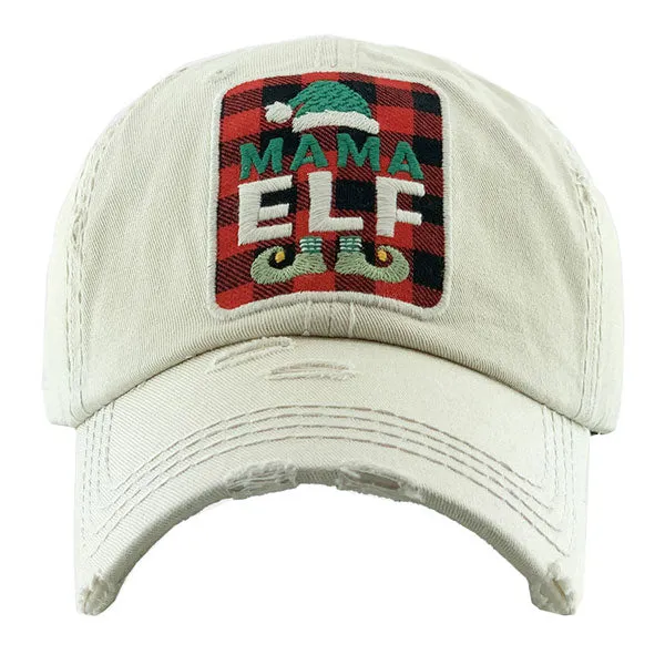 Tartan Check MAMA ELF Vintage Baseball Cap