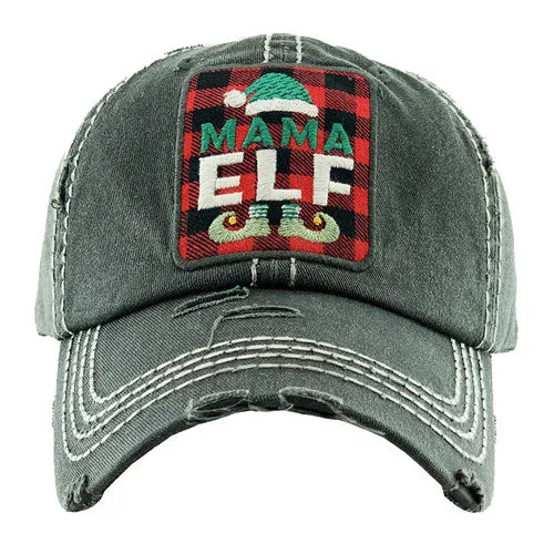 Tartan Check MAMA ELF Vintage Baseball Cap