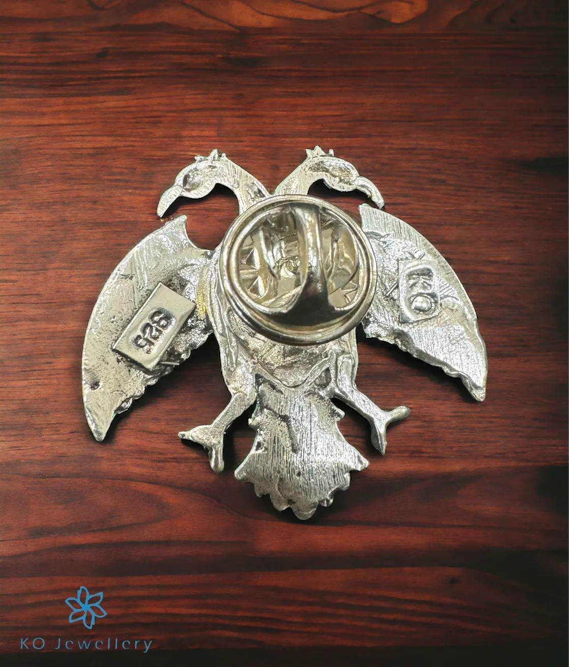 The Dvirupa Gandaberunda Silver Pendant/Pin (Big/Oxidised)