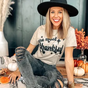 {THE MOST THANKFUL} Boho Neutral Cream Crew Neck Tee