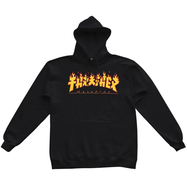 THRASHER SWEAT GODZILLA FLAME HOOD BLACK