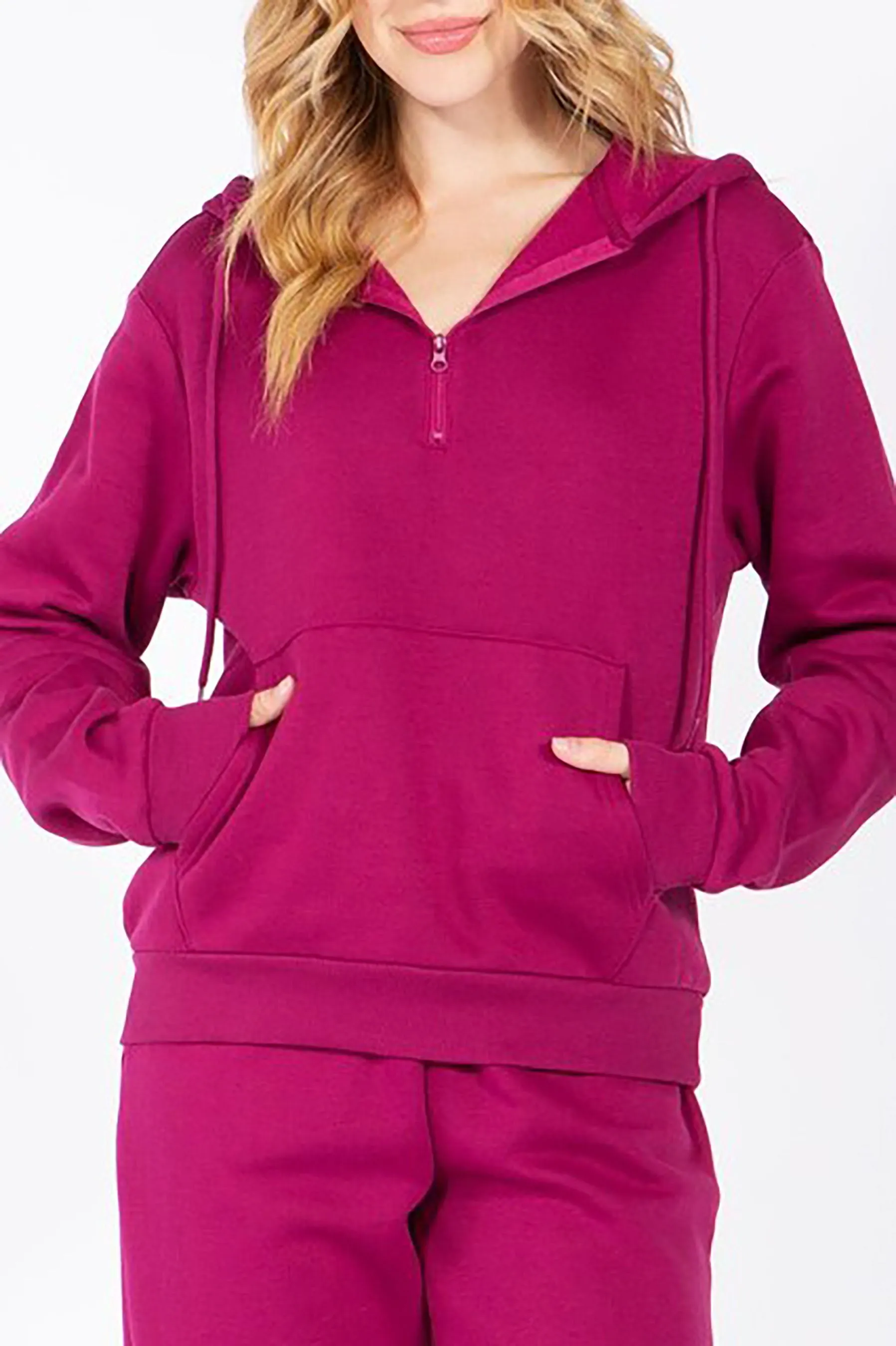 Women's  Casual 1/4 Zip Up Sweatshirts Fleece  Pullover Hoodie