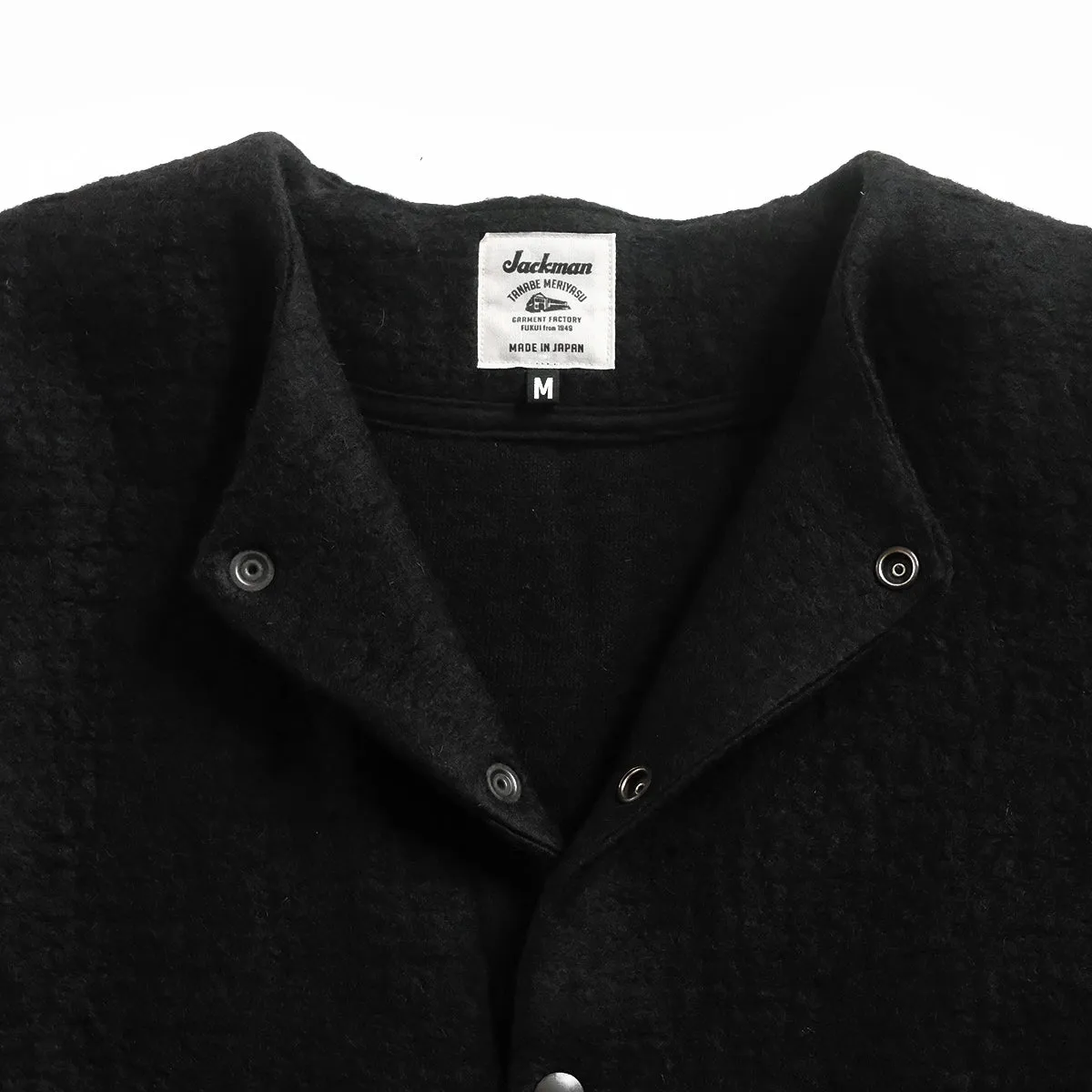 Wool Collarless Jacket - Black