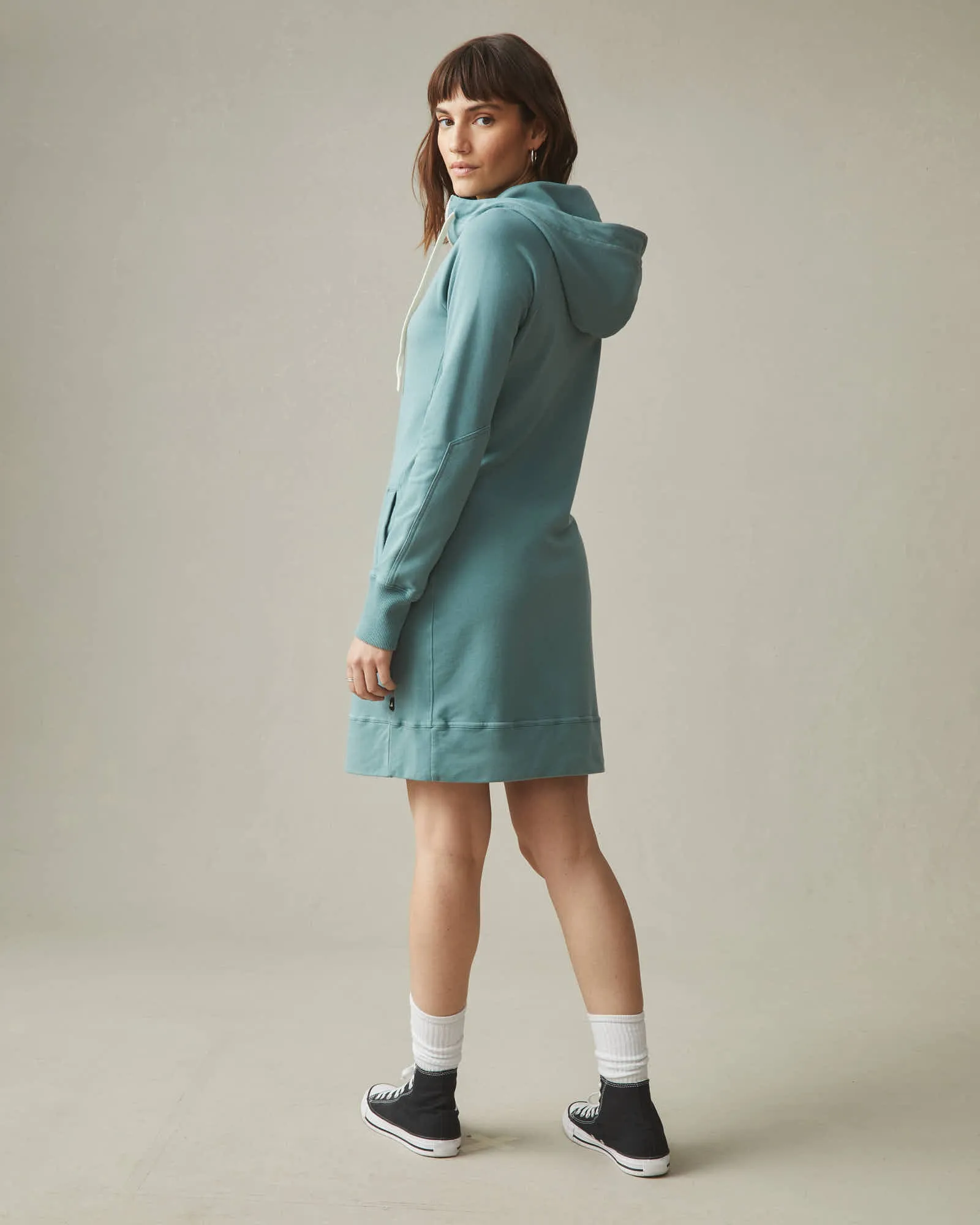 Zipper Hoodie Dress - Azure Sage